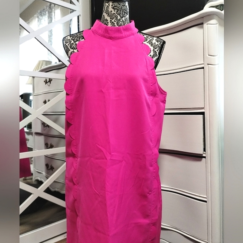 Scalloped Hot Pink Dress
